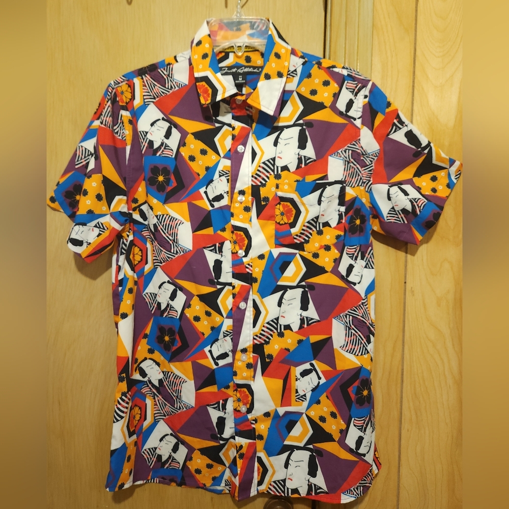 Just Attitude Mens Med Shirt Samari Grafic Design Button-down Womens L